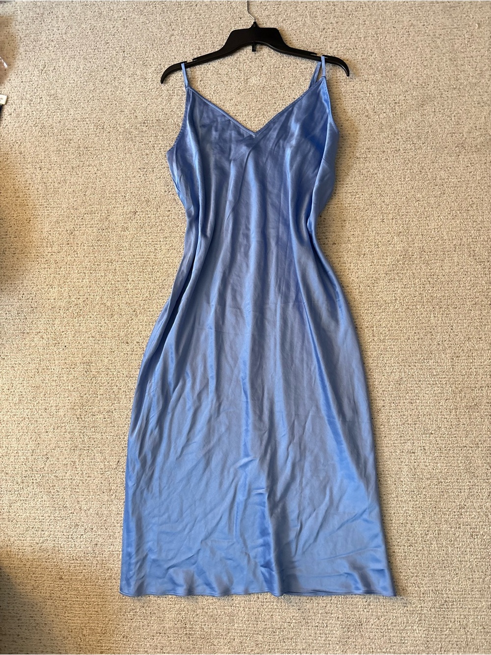 Express Light Blue Satin Slip Midi Dress